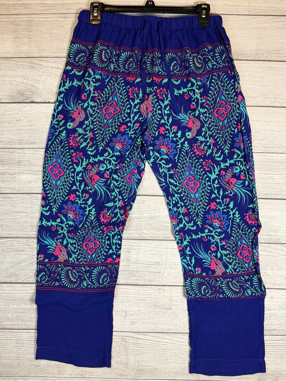 Anthropologie Lilka Navy Floral & Paisley Wide Leg Pants